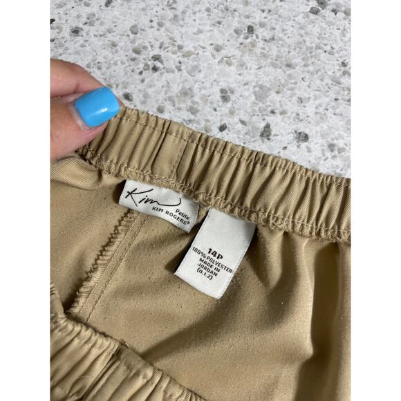 Kim Rogers khaki cropped capri gauchos pants women's petite 14 light weight - Picture 5 of 14